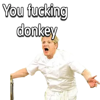 😠 e66fcc43 Gordon Ramsay You fucking donkey シェフ, 罵る, 侮辱, ゴードン・ラムゼイ telegram sticker
