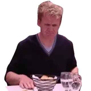 😐 e84e3751 Gordon Ramsay ゴードン・ラムゼイ, シェフ, がっかり, リアクション, 食べ物, 食べる telegram sticker