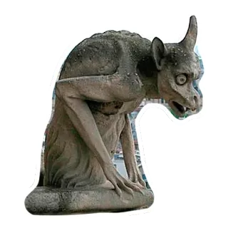 😐 0f2989a6 waterspuwer, standbeeld, architectuur, steen, monster, grotesk telegram sticker