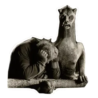 😭 6ec1de07 waterspuwer, verdrietig, man, steen, standbeeld, depressie telegram sticker