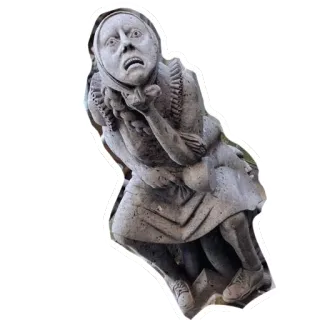 😦 f3b59659 standbeeld, waterspuwer, steen, sculptuur, wezen, lelijk, grotesk, architectuur telegram sticker