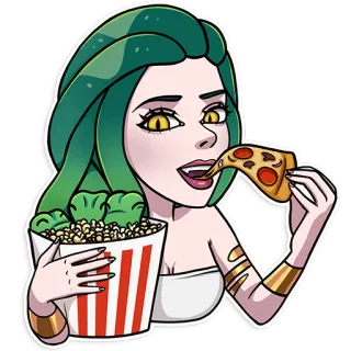 🍕 45bafc12 Medusa Medusa, mythology, monster, pizza, popcorn telegram sticker