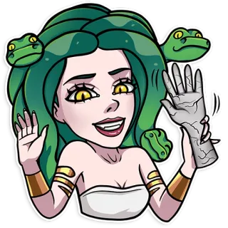 👋 73218c64 Medusa mythology, greek, monster, gorgon, snake, stone telegram sticker