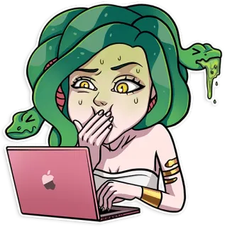🤢 8d5014a4 Medusa mythology, monster, greek, snake, computer, surprised telegram sticker