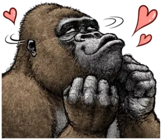 😍 89163871 gorila, amor, corazones, animal, romántico telegram sticker