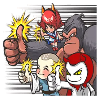 👍 418173e0 Kartun, Karakter, Jempol ke atas, Monyet, Setan, Biarawan telegram sticker