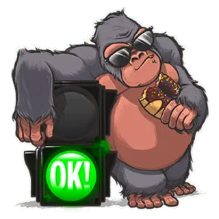 👌 41c4a856 OK! gorila, lampu lalu lintas, ok, binatang, kartun telegram sticker