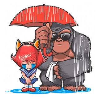 🌧 4c1599cc kesedihan, hujan, payung, gorila, anime, menangis telegram sticker