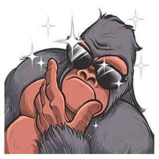 🤔 e195cc59 gorila, kera besar, monyet, kacamata hitam, gestur ofensif telegram sticker