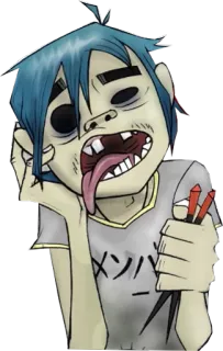 👎 e4ec3698 2-D Gorillaz メソバー 만화, 캐릭터, 밴드 멤버, 음악가 telegram sticker