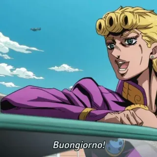 😍 319c9168 Giorno Giovanna JoJo's Bizarre Adventure Buongiorno! 애니메이션, 죠죠, 죠르노 죠바나, 인사, 안녕하세요 telegram sticker