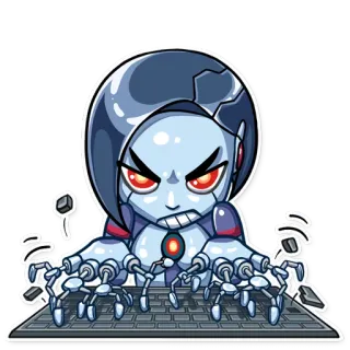 😡 3694e53a robot, typing, keyboard, artificial intelligence telegram sticker