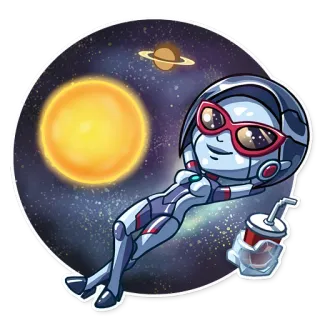 ☀ 6601544f robot, space, relaxing, sun, planet telegram sticker