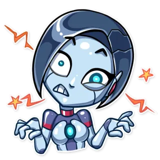 😖 74ee17a9 robot, cartoon, shocked, worried, stunned, artificial intelligence telegram sticker