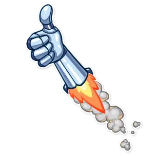 👍 769efa7b rocket, thumb up, success, robot, like, fire, smoke, motion telegram sticker