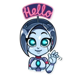 👋 b3eec63f HELLO robot, hello, friendly, greeting, neon telegram sticker