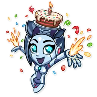 🎂 f219b70f robot, birthday, cake, celebration, party, cartoon telegram sticker