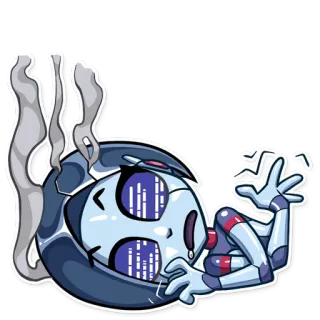 😵 f938ac7e Jenny Wakeman My Life as a Teenage Robot robot, cartoon, nickelodeon, exhausted, sad telegram sticker