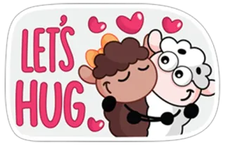 💑 298a63ae LET'S HUG 포옹, 사랑, 양, 만화, 귀여운, 우정, 동물 telegram sticker