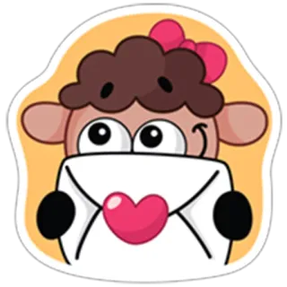 💌 33cac379 양, 동물, 만화, 사랑, 봉투, 하트, 귀여운, 스티커 telegram sticker