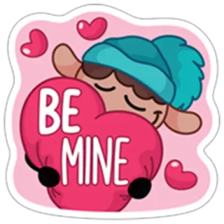 ❤ 8973aab4 BE MINE 발렌타인데이, 사랑, 하트, 귀여운, 동물, 양, 로맨틱 telegram sticker