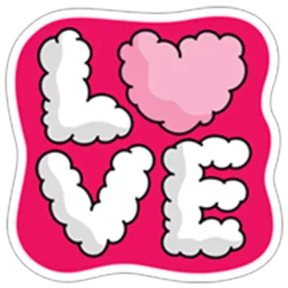❤ df4e93a6 LOVE 사랑, 하트, 구름, 스티커, 귀여운, 분홍색, 흰색 telegram sticker