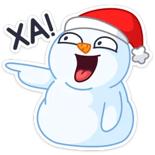 😅 ba3d1be6 ХА! muñeco de nieve, navidad, invierno, dibujos animados, festivo, emoción, risa telegram sticker
