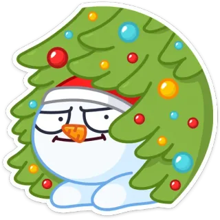 👀 cd39e78d muñeco de nieve, navidad, árbol, invierno, fiesta, dibujos animados telegram sticker