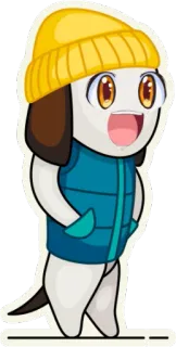 😃 4940154d การ์ตูน, ตัวละคร, สุนัข, สัตว์, เสื้อผ้าฤดูหนาว, น่ารัก telegram sticker