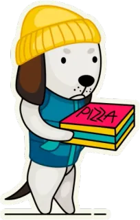 🍔 6822a2d5 PIZZA สุนัข, พิซซ่า, อาหาร, จัดส่ง, สติกเกอร์, การ์ตูน telegram sticker