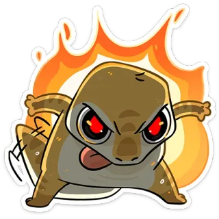 🔥 60a72413 lizard, cartoon, angry, fire, animal, reptile, sticker telegram sticker