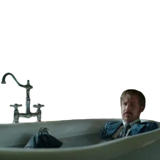 💧 b930a79b Ryan Gosling Ryan Gosling, actor, bathtub, suit, mustache whatsapp sticker