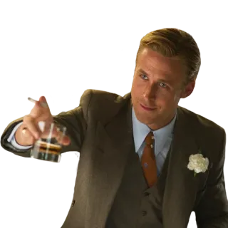🍸 f327a53b man, suit, drink, cigarette, cocktail, Ryan Gosling whatsapp sticker