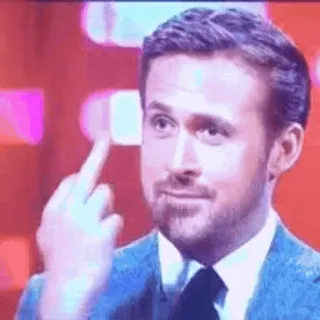 🖕 a875151e Ryan Gosling 라이언 고슬링, 가운데 손가락, 모욕적인 제스처, 유명인, 배우 telegram sticker
