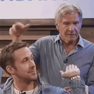 🤚 b7c46730 Ryan Gosling 라이언 고슬링, 해리슨 포드, 배우, 유명인, 인터뷰 telegram sticker