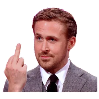 🖕 813b2c17 Ryan Gosling 瑞恩·高斯林, 竖中指, 冒犯, 演员, 名人 telegram sticker