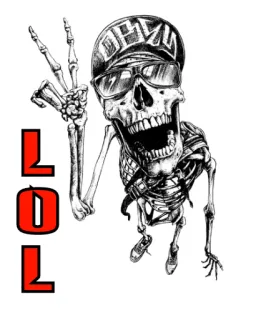 😁 6ebd9632 LOL 骷髅, 帽子, 太阳镜, 哈哈 telegram sticker