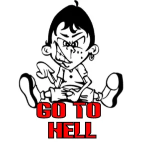 😡 b338aa7f GO TO HELL 卡通, 冒犯, 文字, 地狱, 走 telegram sticker
