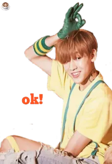👌 764b7a3d ok! ok, gesto de mano, persona, sonriendo, kpop telegram sticker