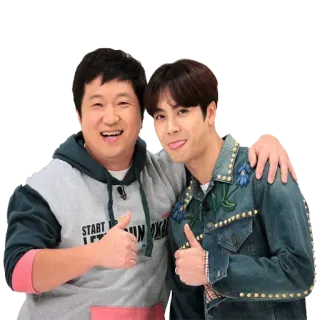 👍 e59cf4f8 START LET'S RUN BOX pria, senyum, jempol ke atas, persahabatan, korea telegram sticker