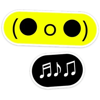 🎶 598444b5 musique, notes, visage, jaune, noir, autocollant telegram sticker
