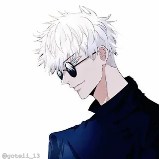 💠 73002147 Gojo Satoru Jujutsu Kaisen @gotell_13 Аниме, Манга, Годжо Сатору, Jujutsu Kaisen, белые волосы, очки whatsapp sticker