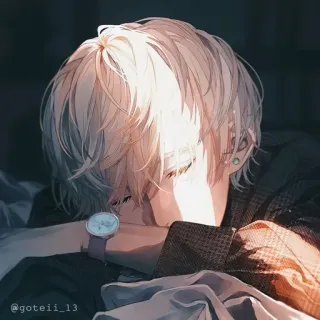💠 903869f6 @goteii_13 Аниме, Парень, Блондин, Портрет, Часы whatsapp sticker