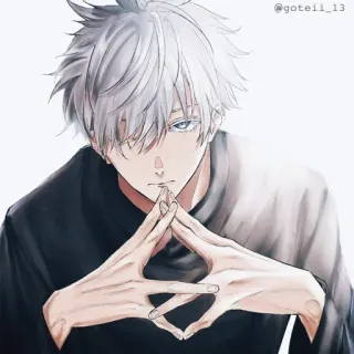 💠 907e5f9b @goteii_13 Аниме, Манга, Персонаж, Белые волосы, Искусство, Иллюстрация whatsapp sticker