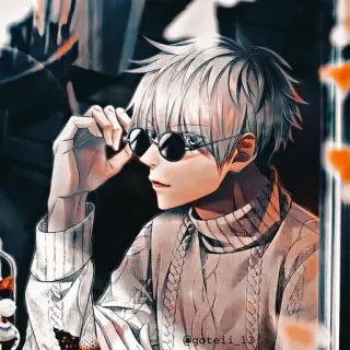 💠 a387e5be goteii_13 Аниме, Персонаж, Очки, Свитер whatsapp sticker