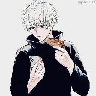 💠 a8dd1d77 @goteli_13 Аниме, Персонаж, Еда, Телефон, Белые волосы whatsapp sticker