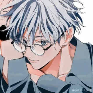 💠 d7d7dcf8 @goteiii_13 Аниме, Очки, Искусство, Парень, Портрет, Иллюстрация whatsapp sticker