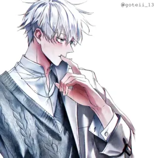 💠 d99c7a67 @goteii_13 Аниме, Манга, Белые волосы, Красивый, Художник whatsapp sticker