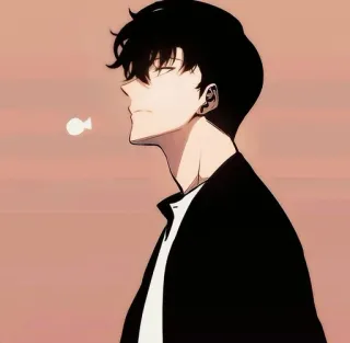 🧬 122c5373 Anime, Personaje, Hombre, Pelo Negro, Dibujo Animado telegram sticker