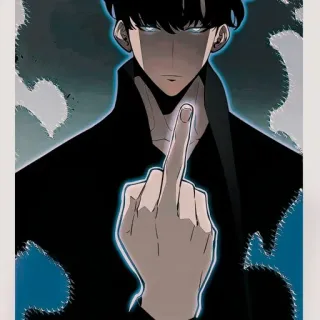 🧬 9c4a48c3 dedo corazón, ofensivo, gesto, anime, hombre telegram sticker